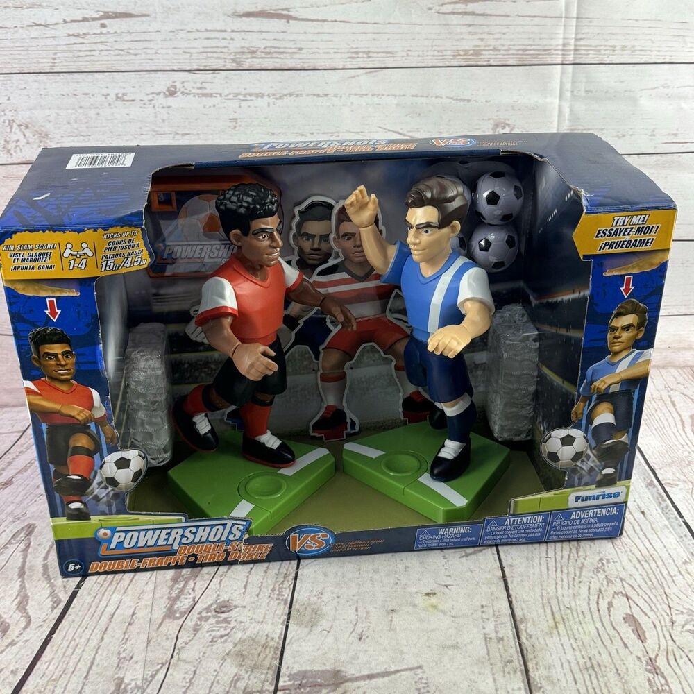Funrise PowerShots Double Strike Soccer Game 4 Figures 2 Goals 4 Balls Kids Toy